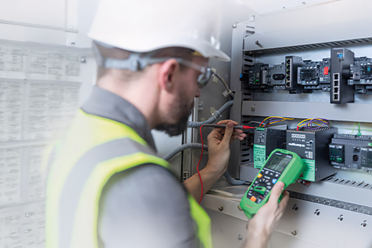 Electronic test equipment being used in an industrial control panel